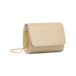 Clutch rigida Oro da Donna con texture geometrica Lora Ferres