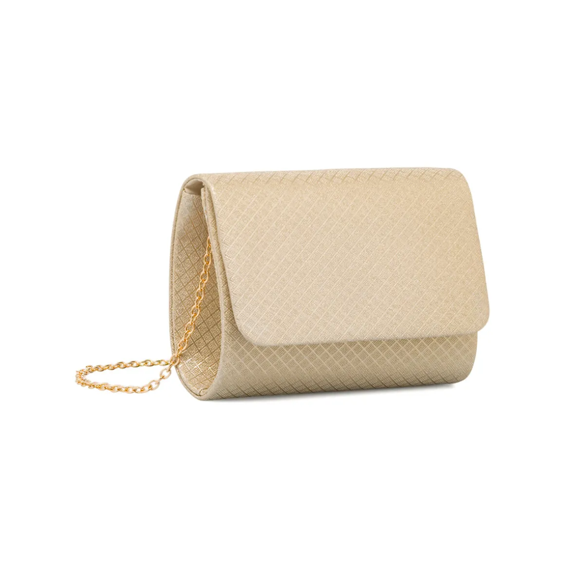 Clutch rigida Oro da Donna con texture geometrica Lora Ferres