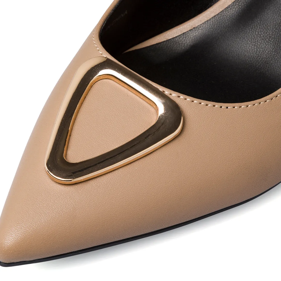 Décolleté beige da donna Lora Ferres con tacco 7,5 cm e fibbia dorata