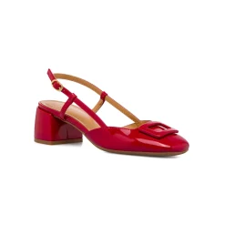 Décolleté comode e flessibili rosse da Donna con fibbia e tacco 5 cm P Smart