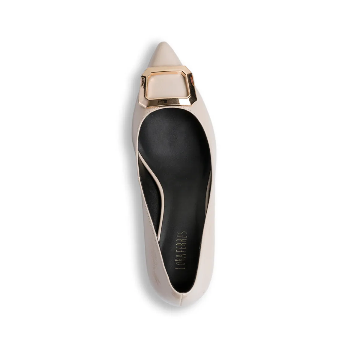 Décolleté da donna beige effetto vernice Lora Ferres con tacco 6 cm