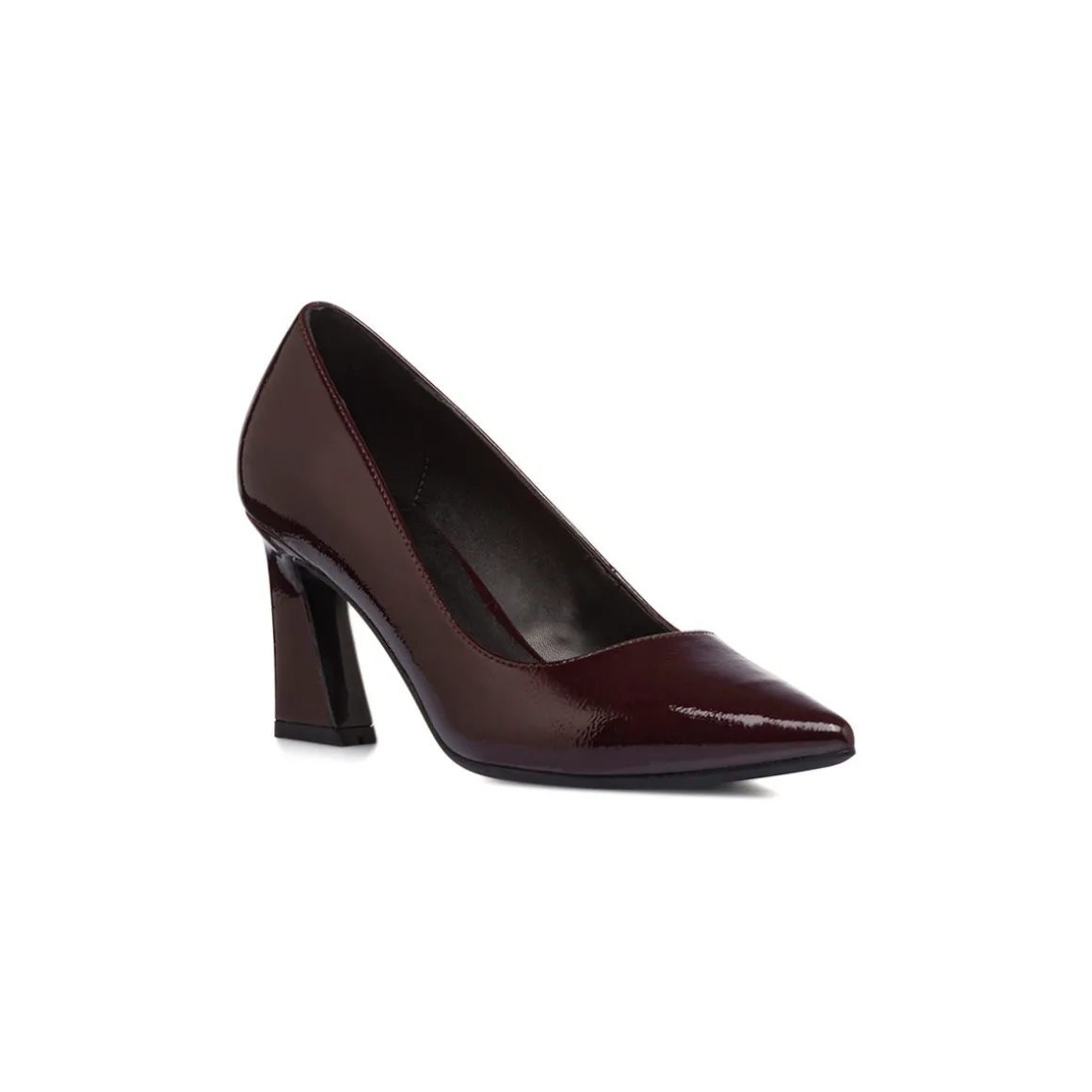 Décolleté da donna bordeaux effetto vernice con tacco campana 7,5 cm Lora Ferres