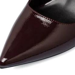 Décolleté da donna bordeaux effetto vernice con tacco campana 7,5 cm Lora Ferres