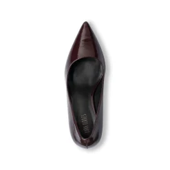 Décolleté da donna bordeaux effetto vernice con tacco campana 7,5 cm Lora Ferres