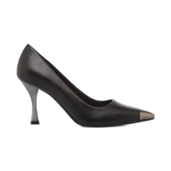 Décolleté da donna nere con tacco 8,5 cm e dettaglio laminato Lora Ferres
