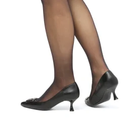 Décolleté da donna nere Lora Ferres con tacco 6 cm e dettagli in metallo