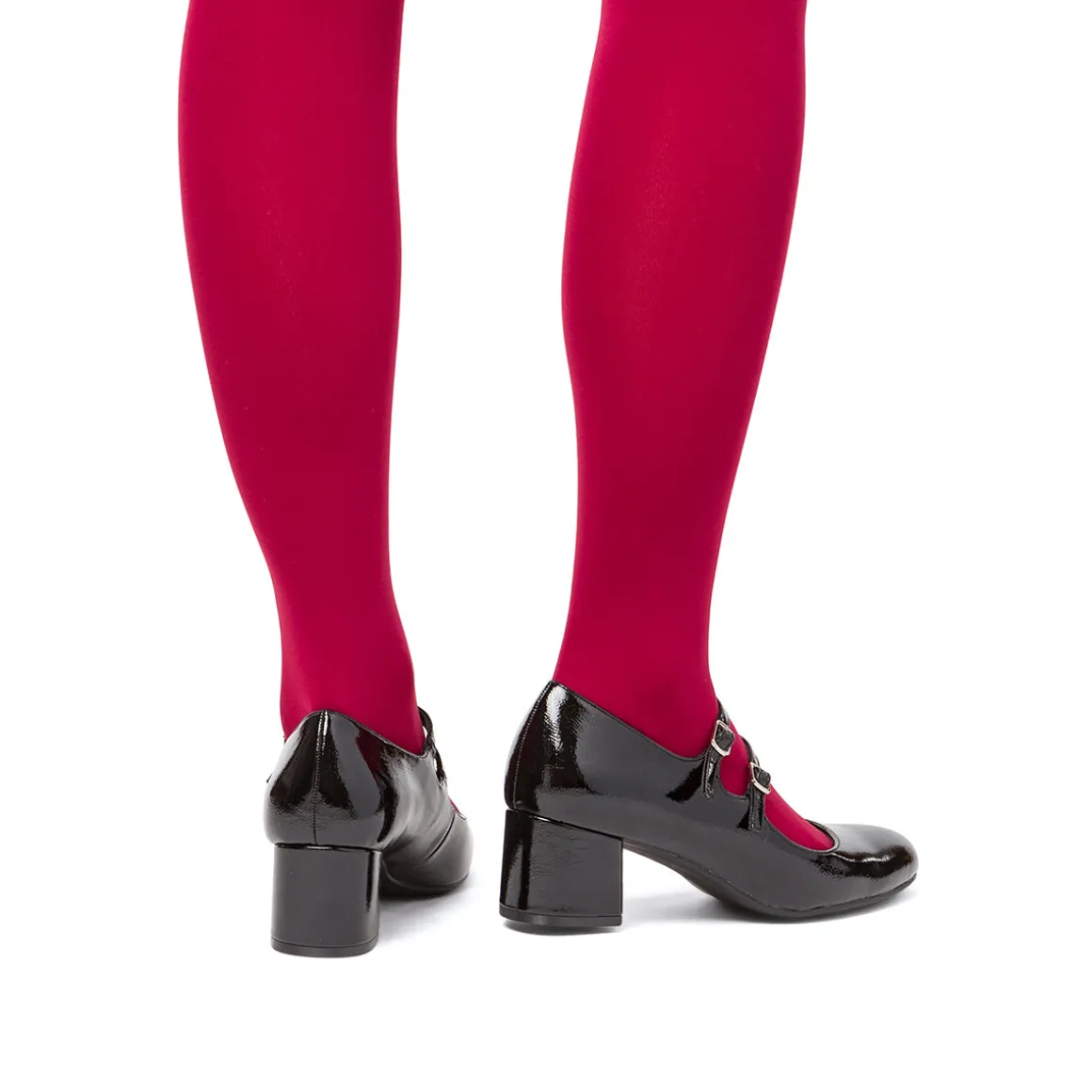 Décolleté Mary Jane bebé donna nere effetto vernice con tacco 5 cm P Soft