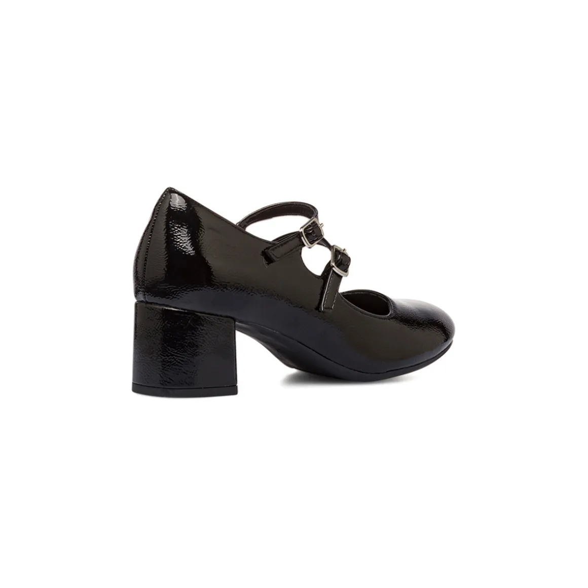 Décolleté Mary Jane bebé donna nere effetto vernice con tacco 5 cm P Soft
