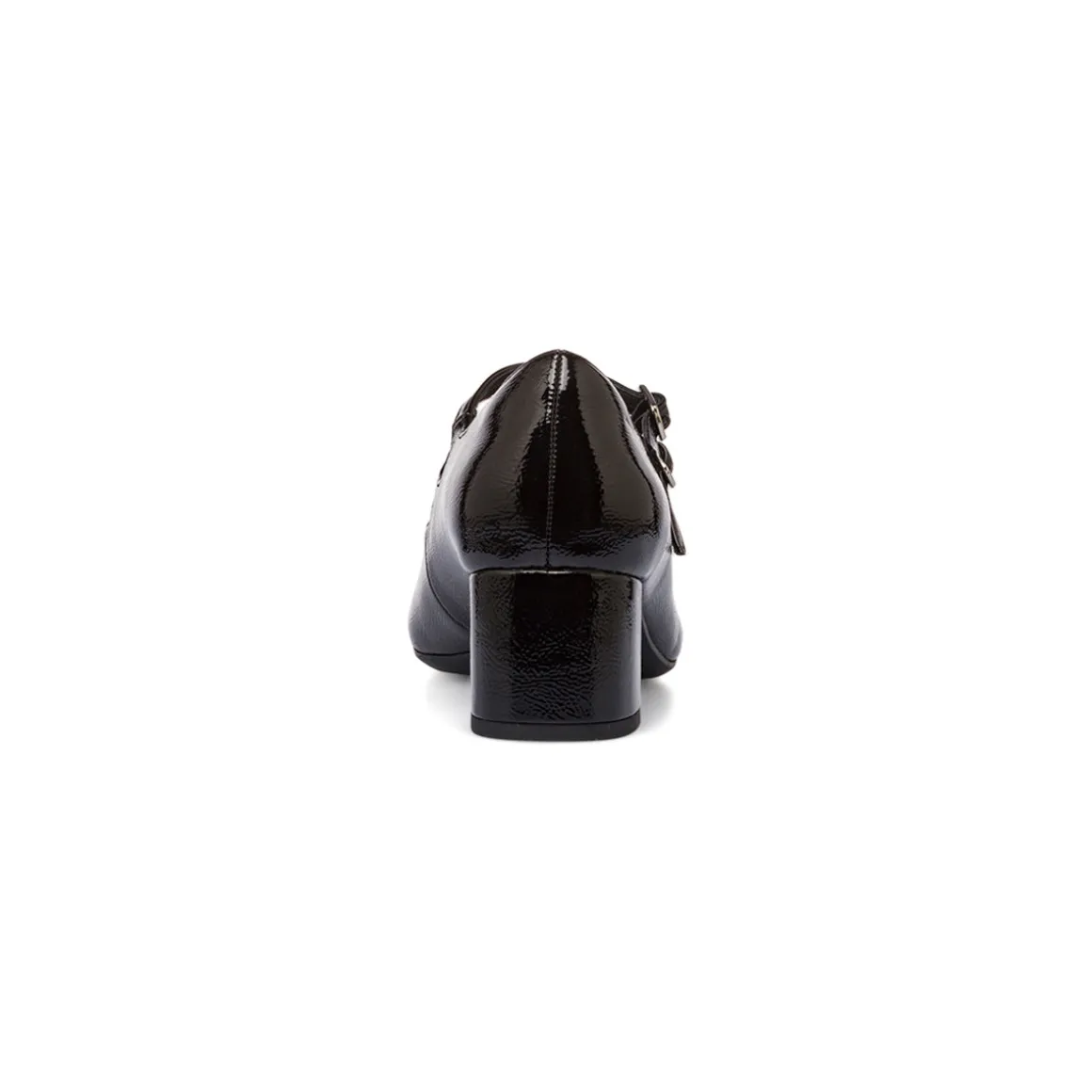 Décolleté Mary Jane bebé donna nere effetto vernice con tacco 5 cm P Soft