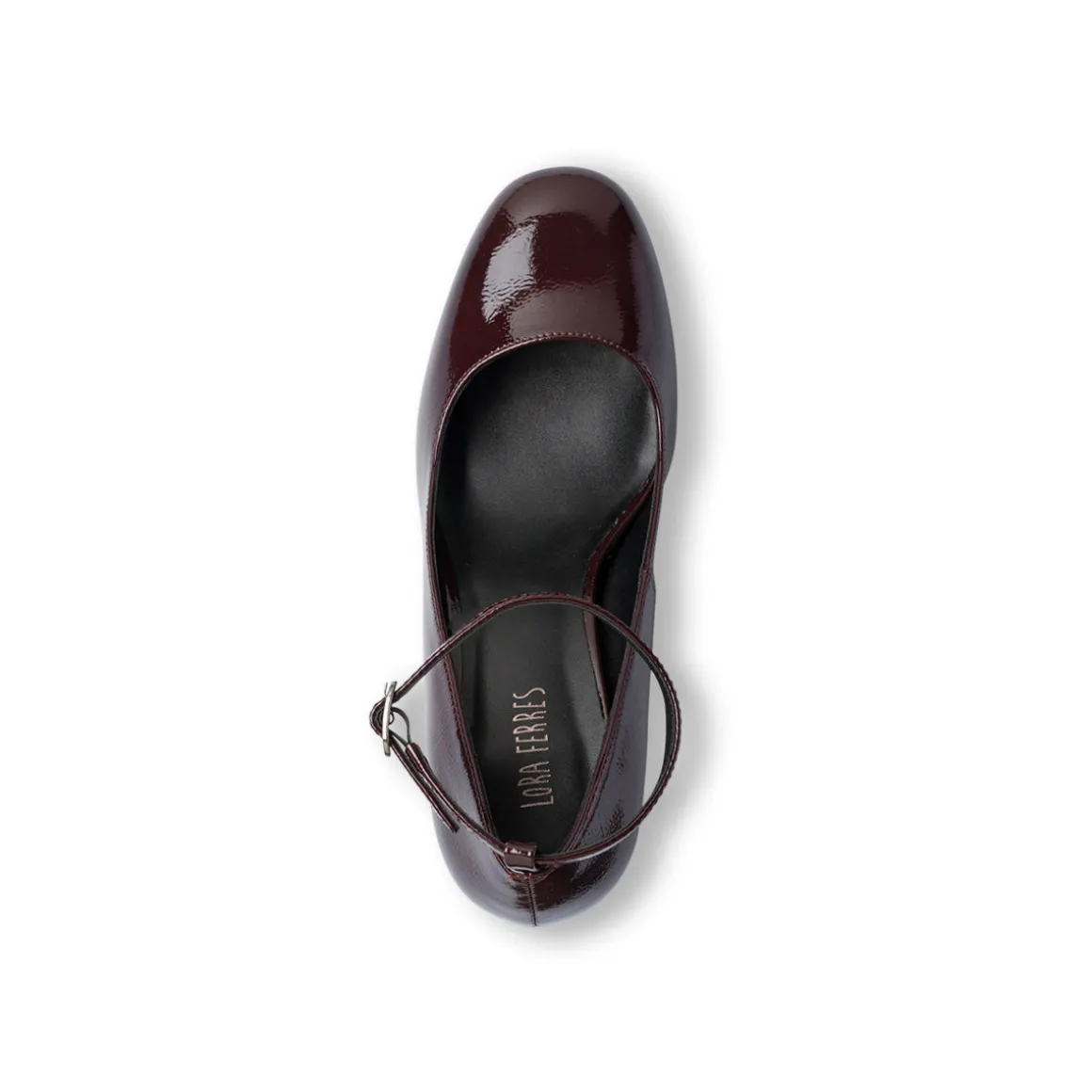 Décolleté Mary Jane bordeaux da donna effetto vernice con tacco 7,5 cm Lora Ferres