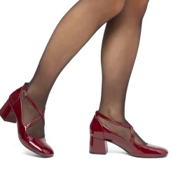 Décolleté Mary Jane bordeaux burgundy da donna con cinturini incrociati Swish Jeans tacco 5,5 cm