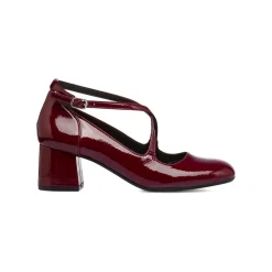 Décolleté Mary Jane bordeaux burgundy da donna con cinturini incrociati Swish Jeans tacco 5,5 cm