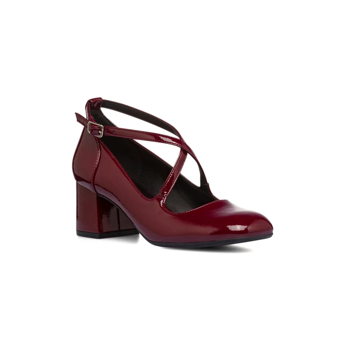Décolleté Mary Jane bordeaux burgundy da donna con cinturini incrociati Swish Jeans tacco 5,5 cm
