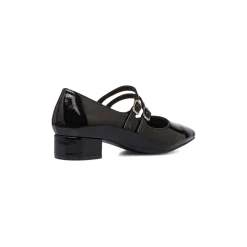 Décolleté Mary Jane da donna nere effetto vernice Lora Ferres con cinturini e tacco 3,5 cm