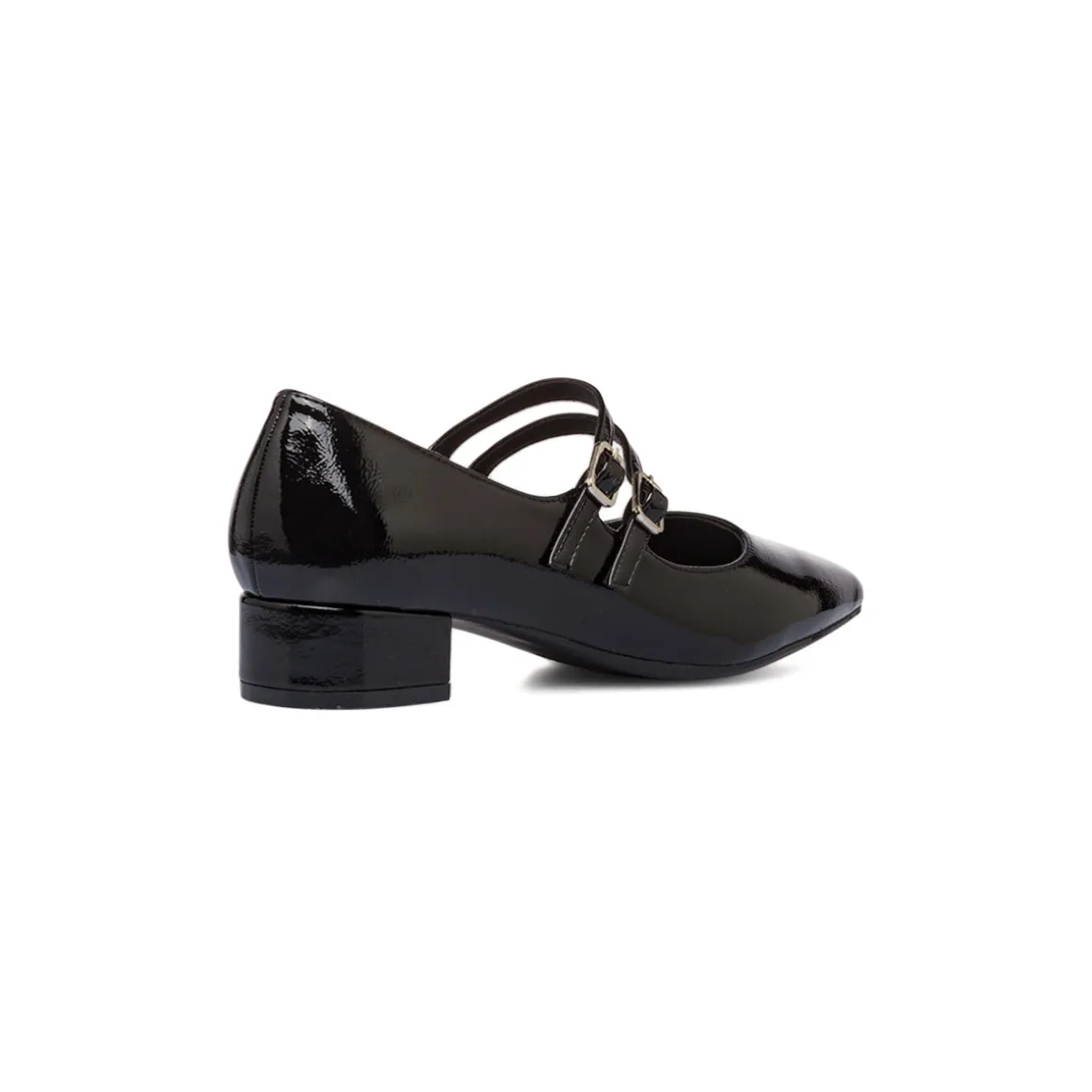 Décolleté Mary Jane da donna nere effetto vernice Lora Ferres con cinturini e tacco 3,5 cm