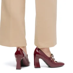 Décolleté Mary Jane da donna bordeaux burgundy effetto vernice con tacco 8 cm Swish Jeans
