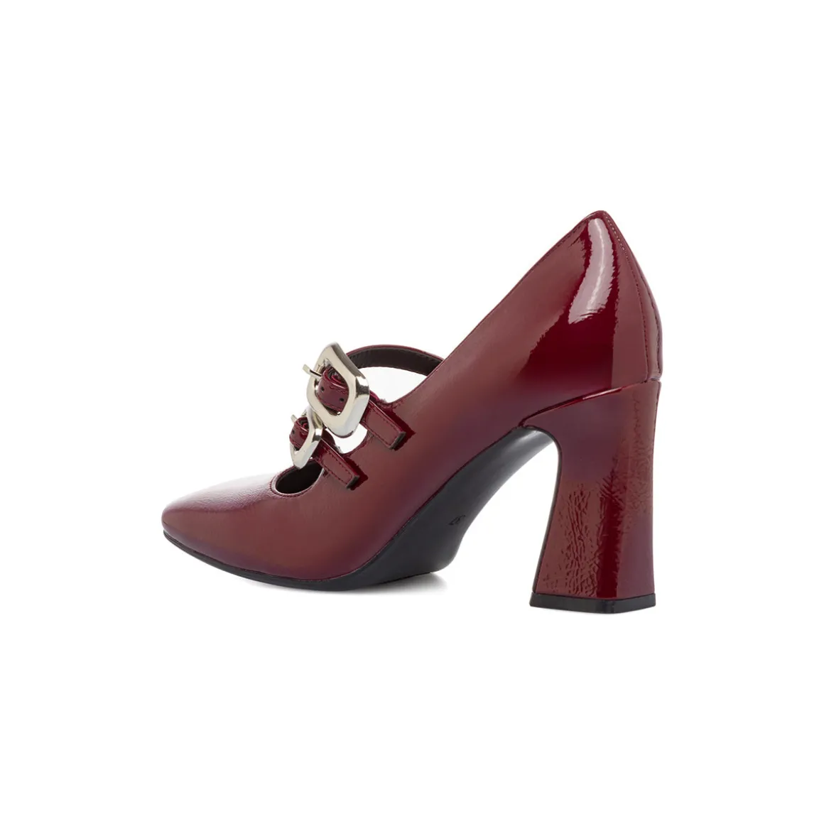 Décolleté Mary Jane da donna bordeaux burgundy effetto vernice con tacco 8 cm Swish Jeans