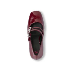 Décolleté Mary Jane da donna bordeaux burgundy effetto vernice con tacco 8 cm Swish Jeans