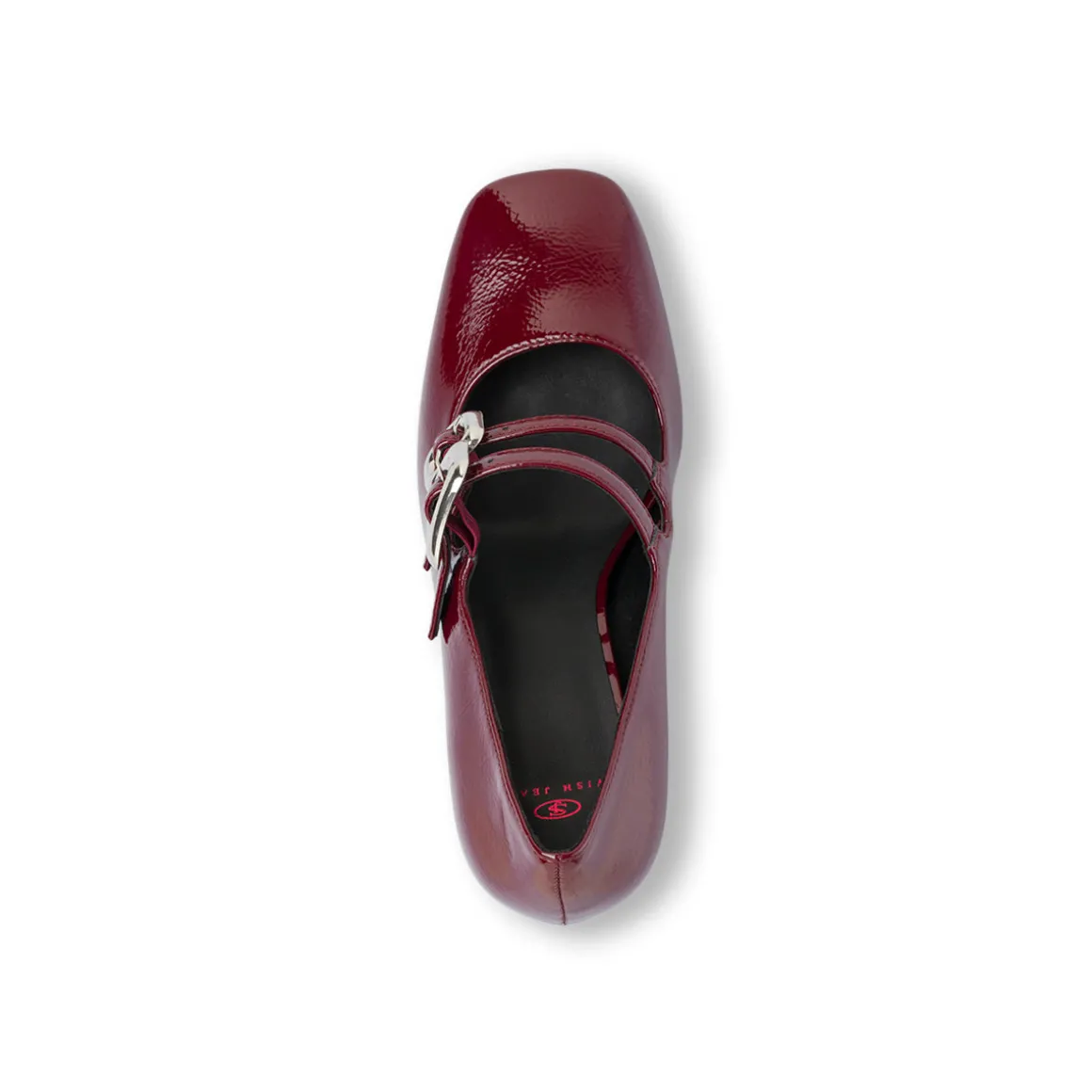 Décolleté Mary Jane da donna bordeaux burgundy effetto vernice con tacco 8 cm Swish Jeans