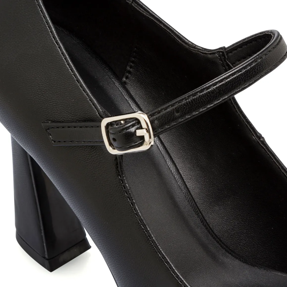 Décolleté Mary Jane da donna nere Lora Ferres con tacco campana 9 cm e cinturino alla caviglia