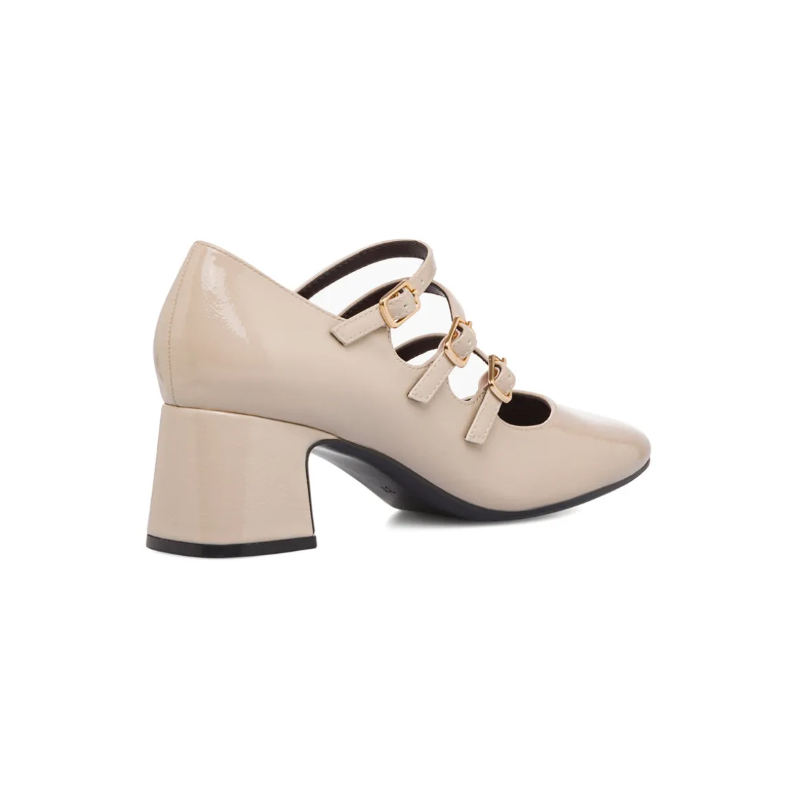 Décolleté Mary Jane da donna beige effetto vernice Swish Jeans con tacco 6 cm e cinturino alla caviglia
