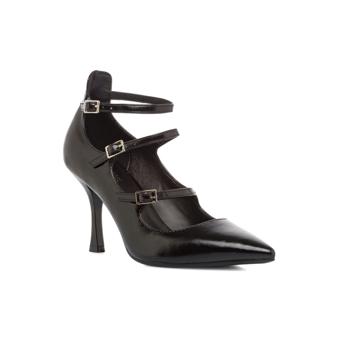 Décolleté Mary Jane da donna nere con tacco 8 cm e cinturini Lora Ferres