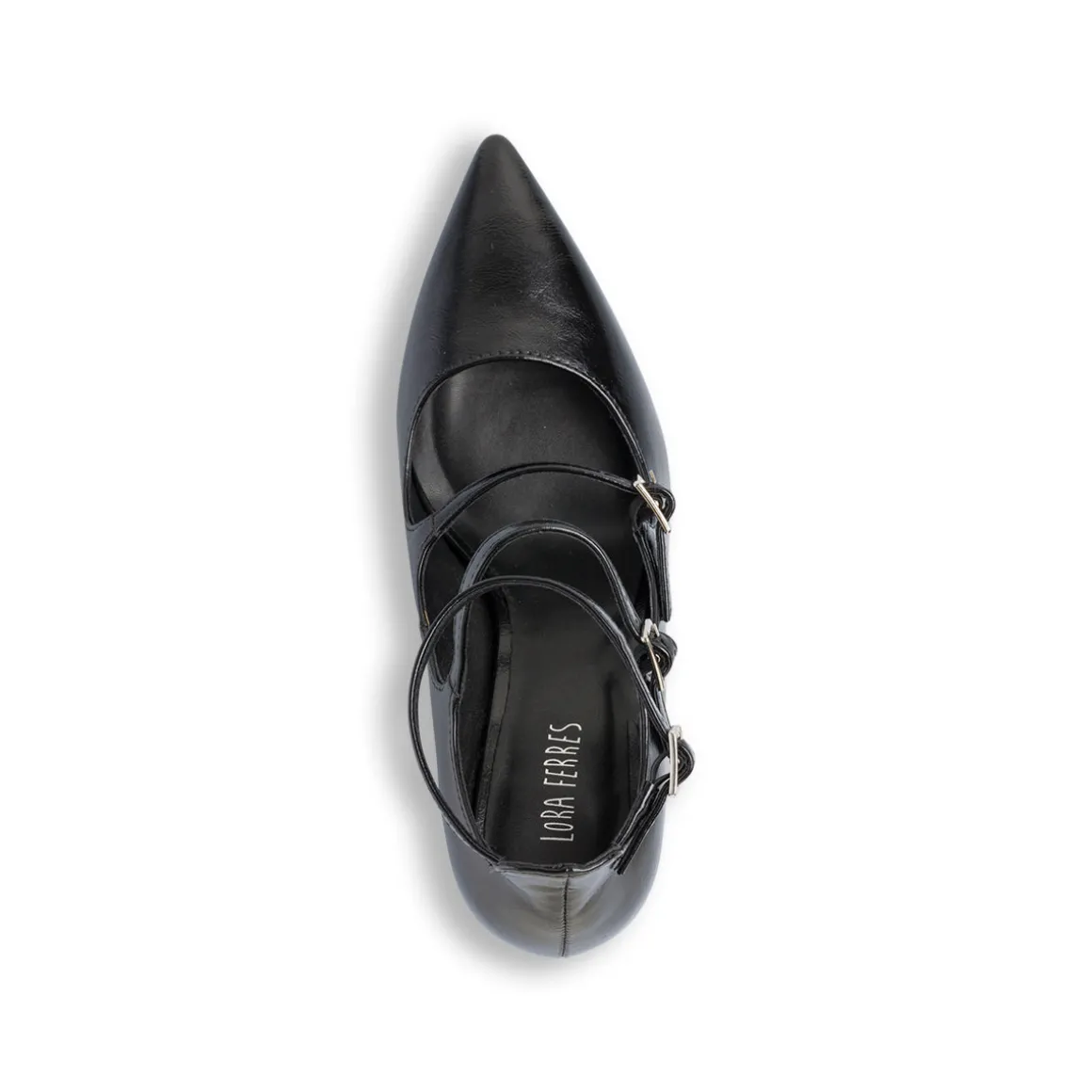 Décolleté Mary Jane da donna nere con tacco 8 cm e cinturini Lora Ferres