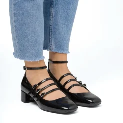 Décolleté Mary Jane nere da donna effetto vernice con tacco 4 cm Swish Jeans