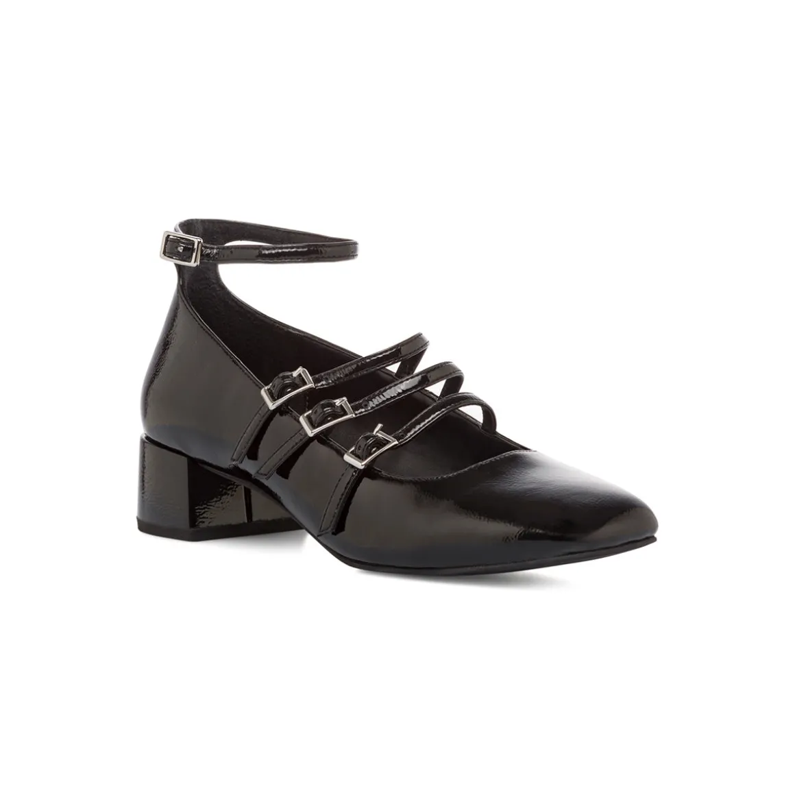 Décolleté Mary Jane nere da donna effetto vernice con tacco 4 cm Swish Jeans