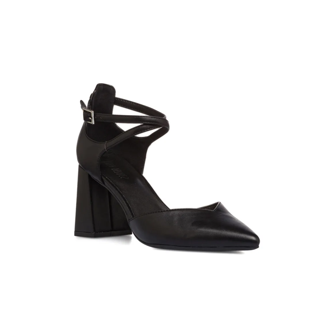 Décolleté Mary Jane nere Lora Ferres da donna con tacco 7 cm e cinturino