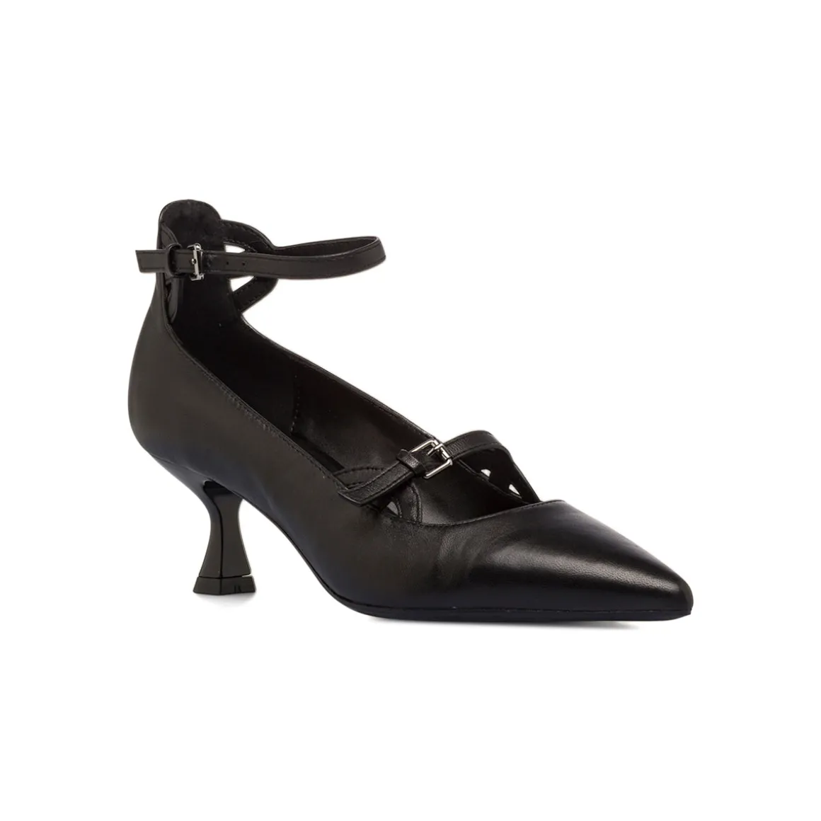 Décolleté nere da Donna in pelle con cinturino e tacco 5,5 cm Primopiano