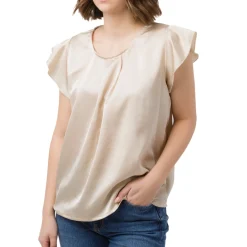 Elegante t-shirt effetto raso beige da Donna Swish Jeans