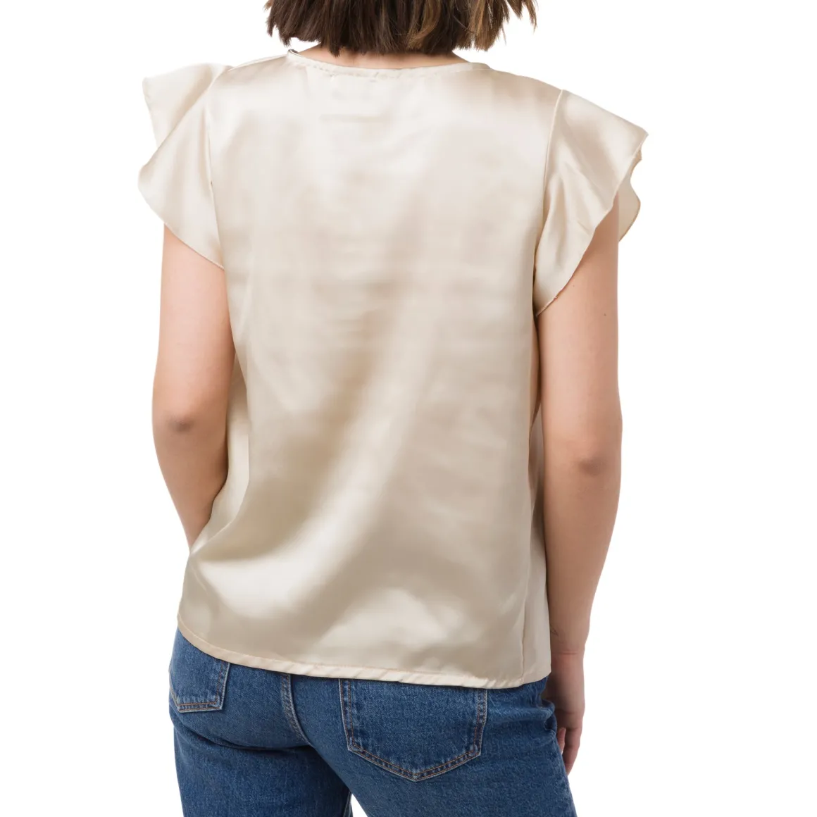 Elegante t-shirt effetto raso beige da Donna Swish Jeans