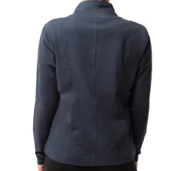 Felpa blu collo alto e zip da donna con logo argento Freddy