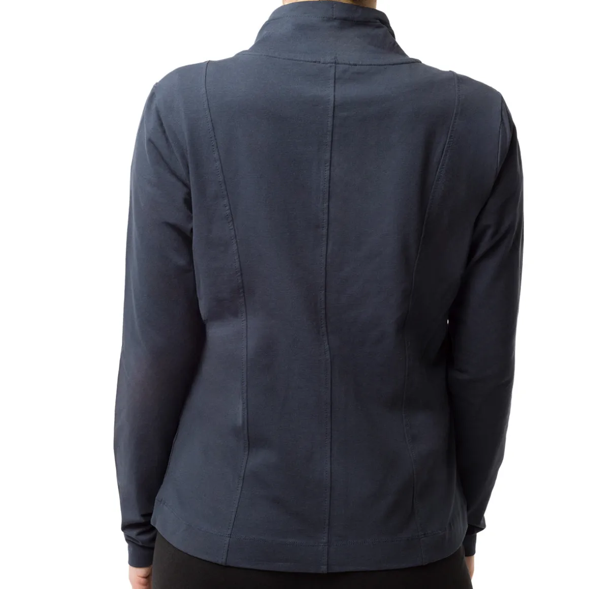 Felpa blu collo alto e zip da donna con logo argento Freddy