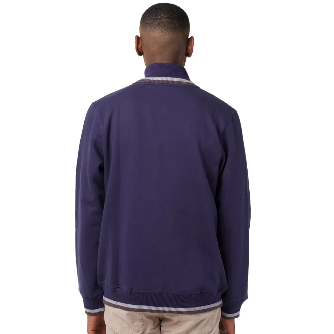 Felpa blu da Uomo con zip e logo frontale Navy Sail