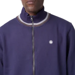 Felpa blu da Uomo con zip e logo frontale Navy Sail