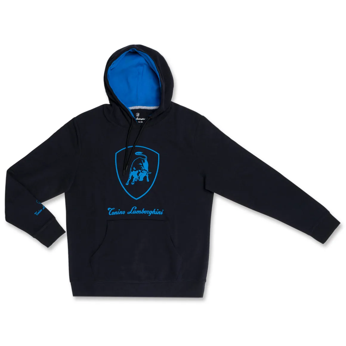 Felpa con cappuccio da uomo blu navy con logo Tonino Lamborghini