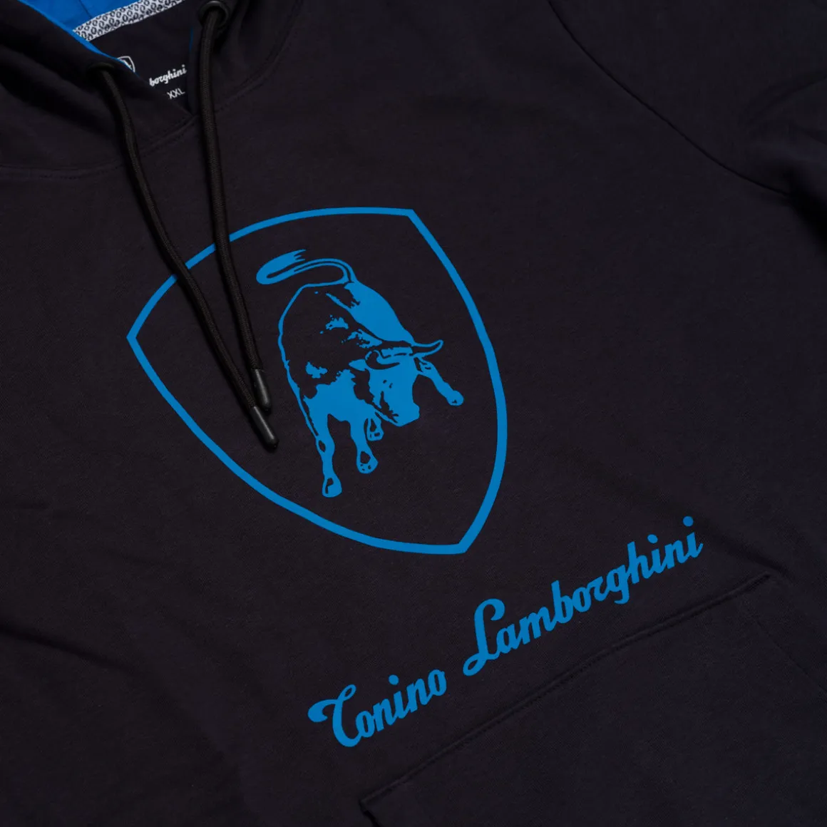 Felpa con cappuccio da uomo blu navy con logo Tonino Lamborghini