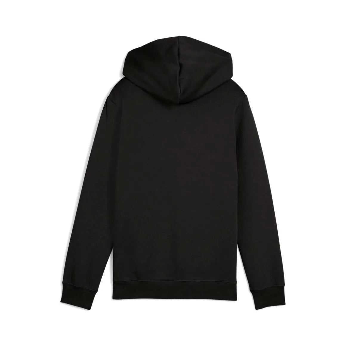 Felpa con cappuccio da uomo nera con maxi logo giallo Puma