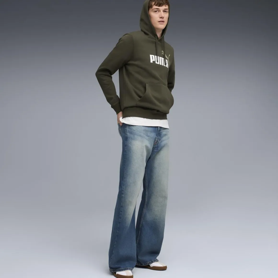 Felpa con cappuccio verde militare da Uomo Puma
