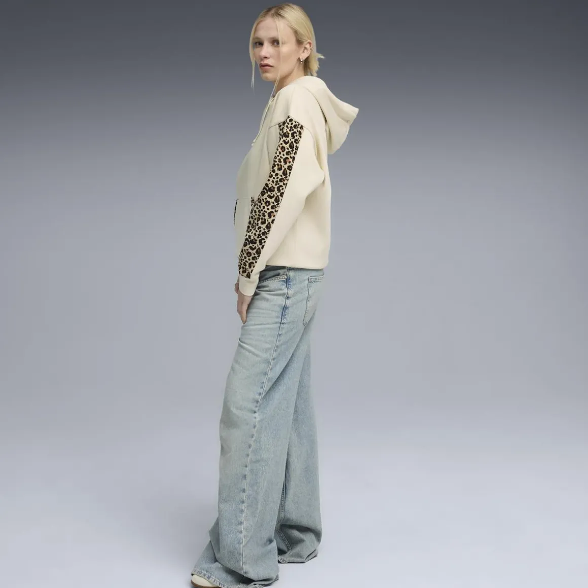 Felpa con stampa Leopard beige da Donna Puma ESS GRAPHIC Animal