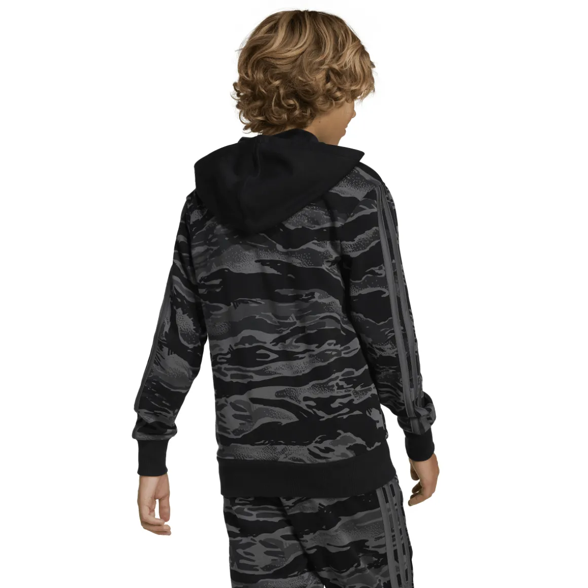 Felpa con zip da Ragazzo e Ragazza nera con stampa camouflage adidas