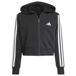 Felpa con zip e cappuccio nera da Ragazza con bande laterali adidas