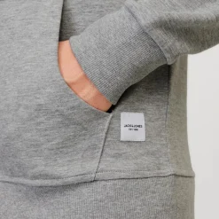 Felpa da uomo grigia con zip e cappucio Jack & Jones