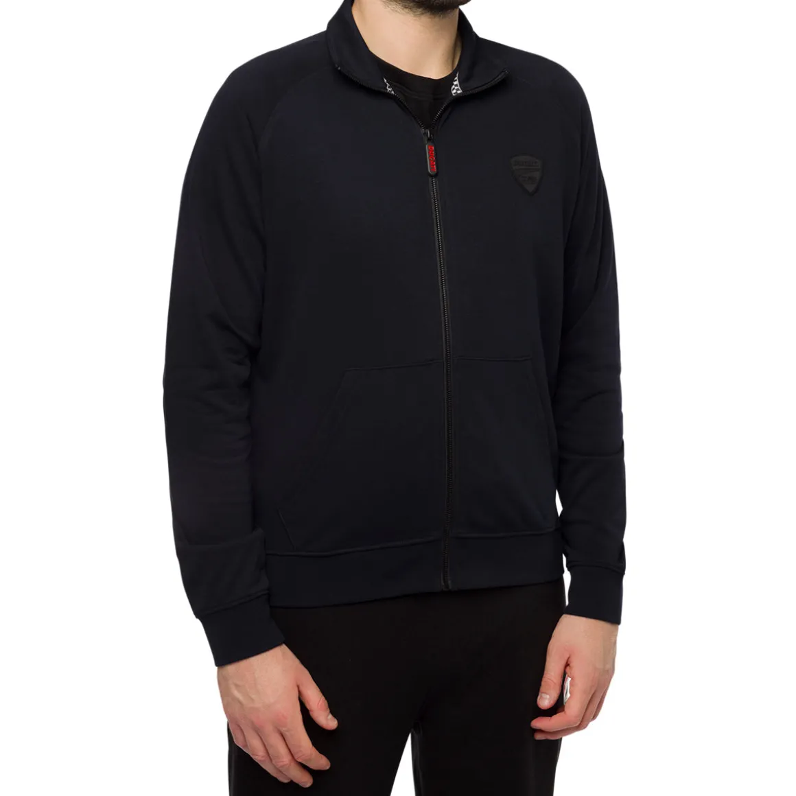 Felpa girocollo da uomo in cotone blu navy con zip Ducati Corse