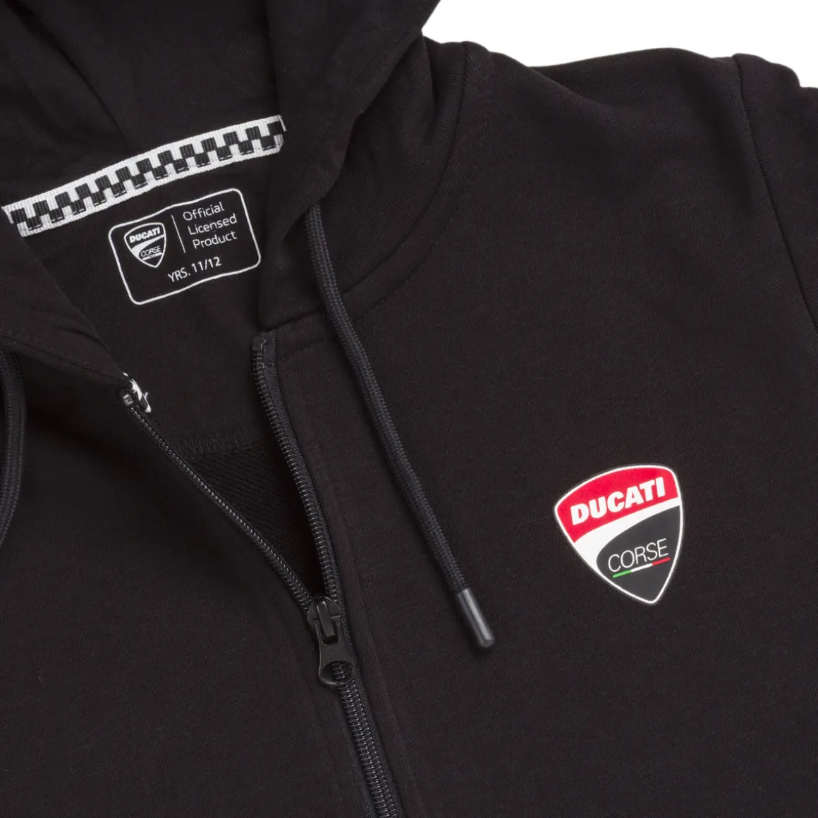 Felpa nera con cappuccio da Ragazzo e con logo Ducati Corse