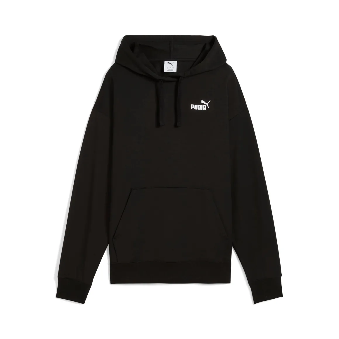 Felpa nera da donna con cappuccio e tasca Puma Ess