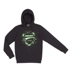 Felpa nera da Ragazzo con stampa verde fluo Ducati Corse