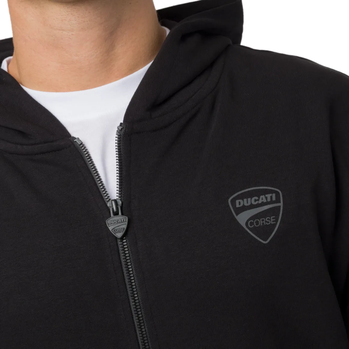 Felpa nera da Uomo con cappuccio e logo Ducati Corse